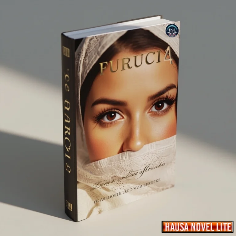 Furuci Book 4 Hausa Novels By Zainab Lawan Brigede. Close-up of a young woman's face with traditional Hausa attire and headscarf, promoting Hausa literature and culture.