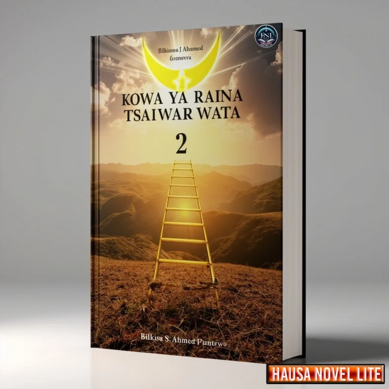 Kowa Ya Raina Tsaiwar Wata Book 2 Hausa Novels By Bulkisu Salisu Ahmed Funtua. Ladder to the sky on a mountainous landscape, symbolizing aspiration and dreams in Hausa literature.