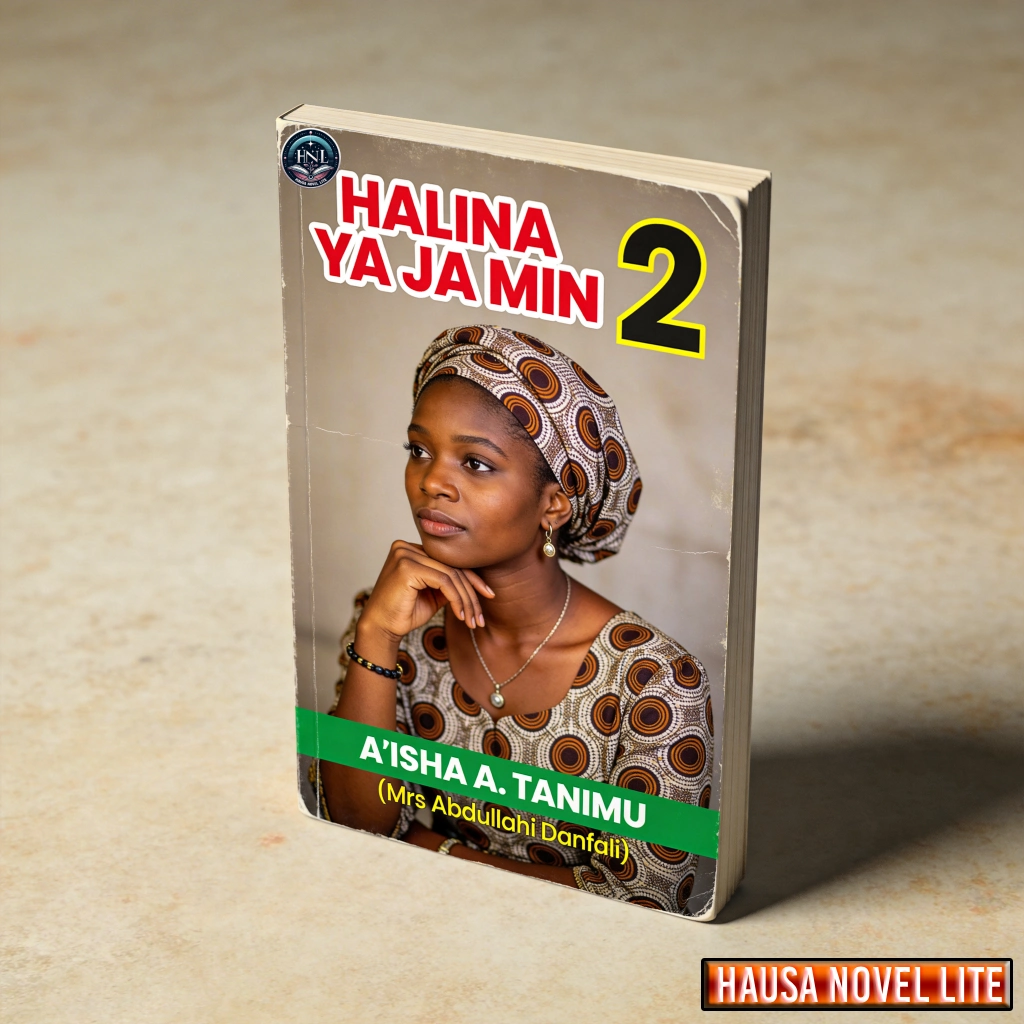HALINA YA JA MIN 2 book cover, featuring a thoughtful young woman in traditional Hausa attire, repre.