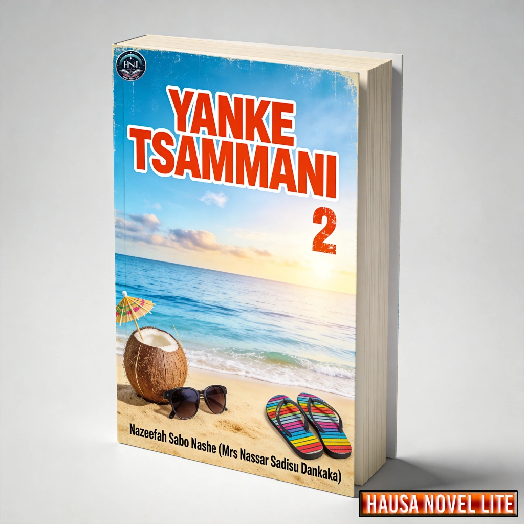 Yanke Tsammani 2 book cover on a beach scene with coconut, sunglasses, and flip-flops, representing.