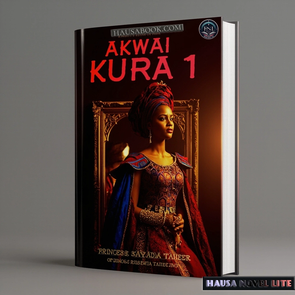 Elegant Nigerian princess in traditional attire on the cover of Akwai Kura Book 1 Hausa Novels.